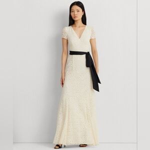 Ralph Lauren black label NWT Off-White Lace Maxi Dress Sz 10
